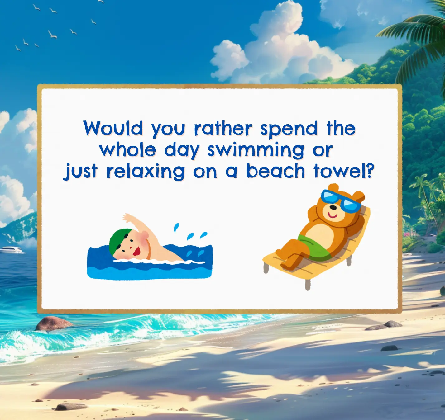 Would you rather summer game for ESL learners – beach scene