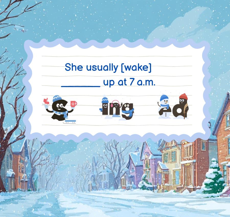 Present Simple tense worksheet for kids wake up sentence