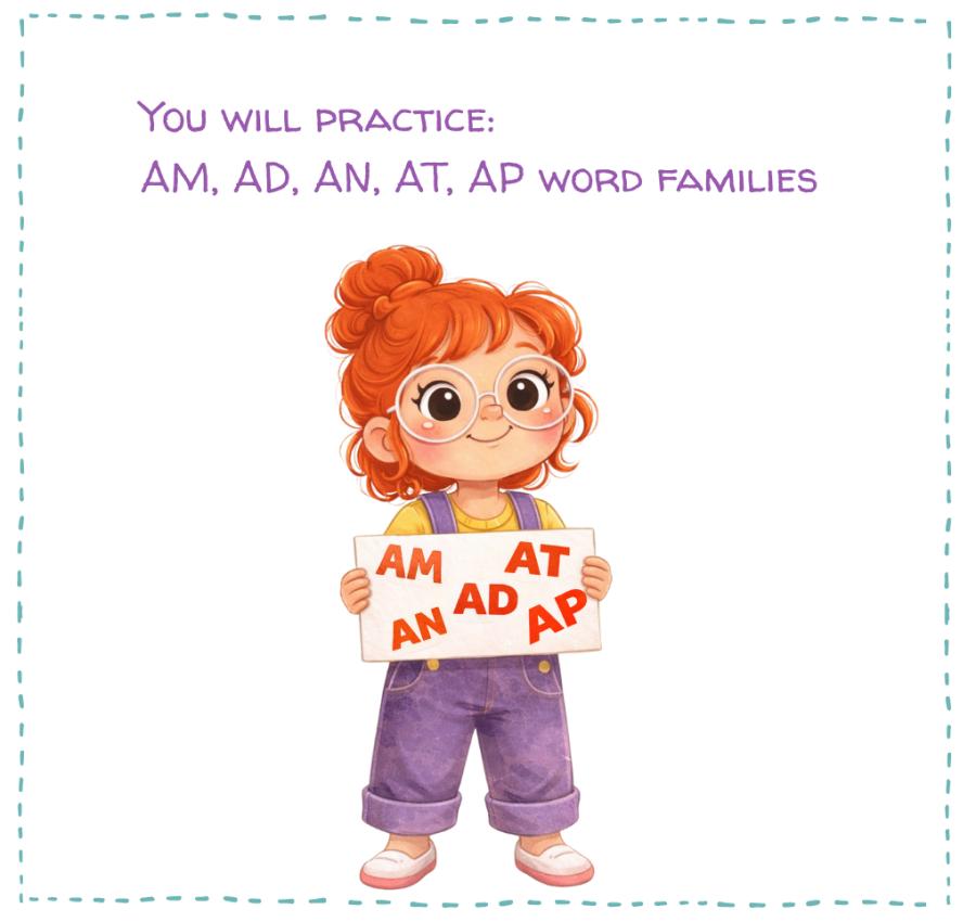 CVC at, an, ap, ad, an  printable worksheet