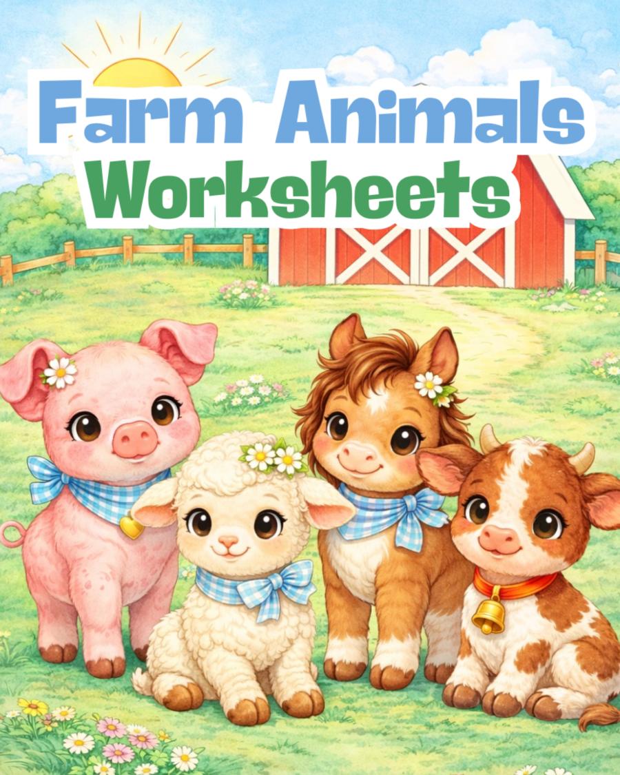 farm animals 22 worksheets, farm animals activities, farm animals printables, baby animals printables