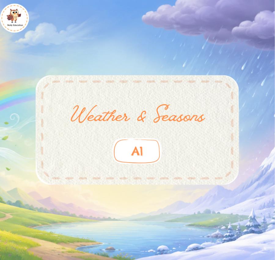 genially weather, weather printables, weather ESL lesson, seasons ESL lesson, weather vocabulary for kids, seasons vocabulary for kids, ESL weather activities, English weather lesson, interactive ESL lesson, weather games for kids, seasons games for kids, sunny rainy cloudy windy stormy rainbow, clothes for the weather, ESL kindergarten lesson, ESL preschool weather, English for kids, Wolly Education