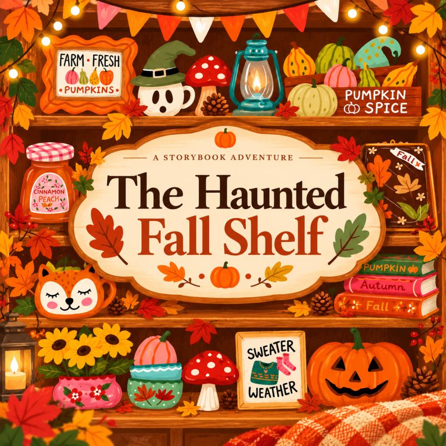 The Haunted Fall Shelf – interactive Halloween English game for A1–A2 learners with vocabulary, grammar challenges and a magical fox puzzle